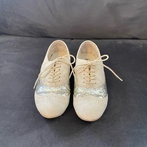 Not Rated Beige Sequin Oxford Shoes Oxfords Sequins Sequin Shoes Beige Flats